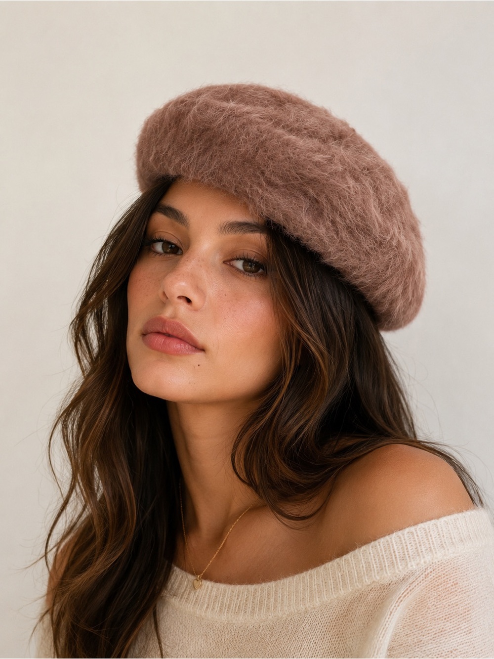 Fuzzy Brown Beret - Women's Fashion Hat